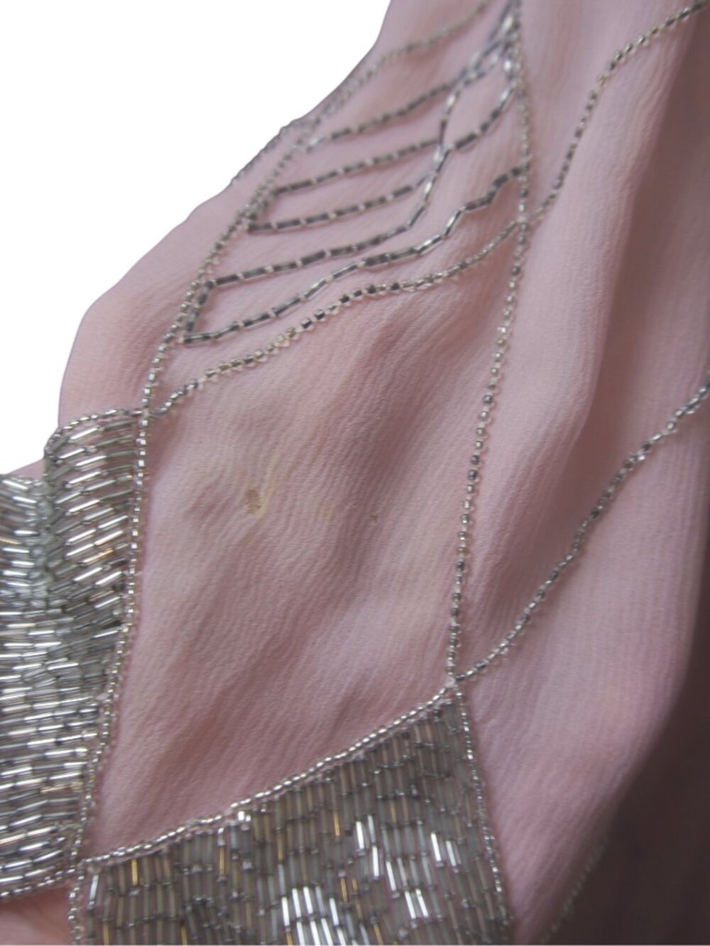 Judith Ann Creations 100% Silk Dusty Pink Silver Beaded Art Deco Top M - Picture 11 of 16